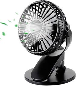 img 4 attached to 🔋 Liwin Rechargeable Stroller Fan - Portable USB Powered Mini Clip-on Desk Fan with 3 Adjustable Speeds - Black