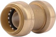 🦈 sharkbite 1 inch brass push-to-connect straight coupling fitting for pex, copper, cpvc, pe-rt or hdpe pipe - u020lfa: seamless pipe connection solution logo