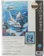 dimensions needlecrafts counted cross stitch, the dolphins domain: a serene blue masterpiece logo