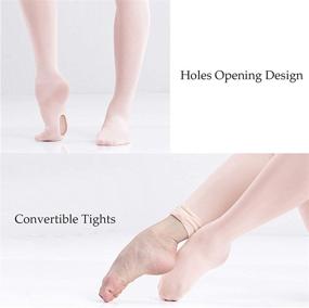 img 3 attached to 🩰 HETH Ballet Tights for Girls: Ultra Soft Toddler Dance Ballet Convertible Tights with Holes