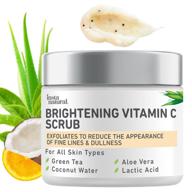 🌿 brightening vitamin c face scrub: natural cleansing exfoliator for oily, dry & sensitive skin - blackhead reducing facial mask + deep pore cleanser - green tea & coconut water infused - 2oz logo