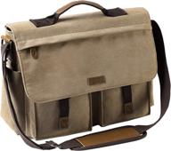 🎒 vaschy men's vintage water resistant canvas messenger bag | laptop briefcase for 14-17 inch devices logo