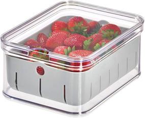 img 4 attached to 🥦 iDesign Crisp Clear/Gray BPA-Free Plastic Produce Storage Bin - 8.32"x6.32"x3.76" - Efficient Kitchen Organization Solution