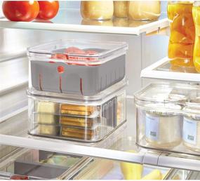 img 3 attached to 🥦 iDesign Crisp Clear/Gray BPA-Free Plastic Produce Storage Bin - 8.32"x6.32"x3.76" - Efficient Kitchen Organization Solution