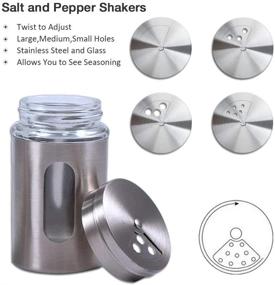 img 2 attached to Granular Seasoning Set: Salt and Pepper Shakers with Adjustable Pour Holes - 3.3×2 Inch Stainless Steel Outer Layer, Thick Glass Interior for Enhanced Durability