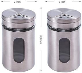 img 3 attached to Granular Seasoning Set: Salt and Pepper Shakers with Adjustable Pour Holes - 3.3×2 Inch Stainless Steel Outer Layer, Thick Glass Interior for Enhanced Durability