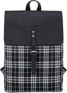 🎒 women's black and white checked backpack with compartment logo