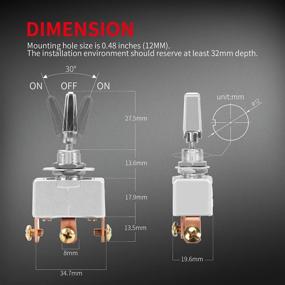 img 2 attached to 🔌 DaierTek Heavy Duty 3 Position Toggle Switch 50 Amp 12V - 2pcs: ON-Off-ON SPDT 3 Pin 12 Volt Toggle Switch for Automotive Car