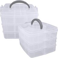 📦 stackable craft organizer box - 2 pack, 3-layer small storage container case with adjustable compartments for beads, crafts, jewelry, fishing tackle - ideal size (5.75 x 5.75 x 5 inches) logo