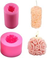 fewo 2 pack 3d rose candle molds: cylinder and sphere shape silicone molds for diy beeswax candles, bath bombs, soaps, and wax melts logo