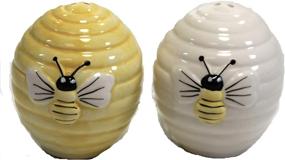 img 3 attached to 🐝 Set of 2 Transpac A4334 Dolomite Beehive Salt and Pepper Shakers