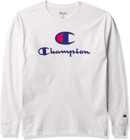 img 3 attached to Белые мужские футболки Champion с рисунком на рукаве