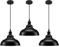 💡 matte black industrial farmhouse pendant lighting - vintage hanging light fixtures for kitchen island, barn, dining room - set of 3 logo