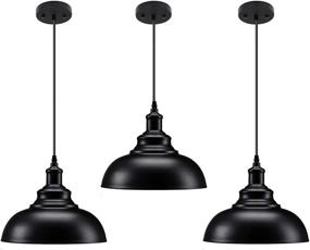 img 4 attached to 💡 Matte Black Industrial Farmhouse Pendant Lighting - Vintage Hanging Light Fixtures for Kitchen Island, Barn, Dining Room - Set of 3