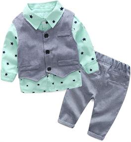 img 4 attached to 👕 Stylish and Comfy 3-Piece Cotton Clothes Set for Toddler Boys