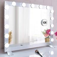 beautme vanity mirror with lights: tabletop or wall mounted lighted mirror with detachable 10x magnification spot cosmetic mirror (l611-15) logo