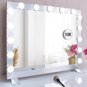img 4 attached to BEAUTME Vanity Mirror with Lights: Tabletop or Wall Mounted Lighted Mirror with Detachable 10X Magnification Spot Cosmetic Mirror (l611-15)