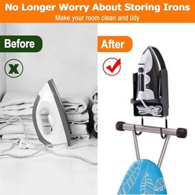 img 1 attached to Ironing Board Hanger Wall Mount - Electric Iron Holder and Storage Organizer Shelf for Laundry Room, Bathroom Cabinet - Fits up to 5.5 inch Width