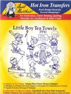 🍵 aunt martha's little boy tea towels: hot iron embroidery transfer in 18x24 inches logo