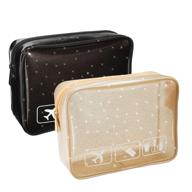 convenient and stylish 2 pack lightweight waterproof cosmetic bag for travel - black & gold logo