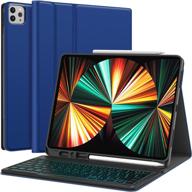 ipad pro 12.9 keyboard case 2020/2018 - detachable backlit 7 colors - pencil holder - stand cover - blue логотип