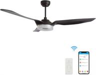 🔌 trifecte indoor outdoor ceiling fan light remote, low profile 10-speed ceiling fan, reversible quiet dc motor, smart compatible with app/alexa/google/siri, etl listed (60 inch - black) логотип