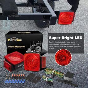 img 2 attached to Partsam Waterproof 12V Square LED Trailer Lights Kit: Submersible Halo Glow with Wiring Harness - Brake Stop Turn Running License Lights for RV Marine Boat Trailer