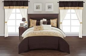 img 4 attached to 🌺 Chic Home Sonita 20 Piece King Comforter Set - Color Block Floral Embroidered Bedding with Bag and Sheets in Brown