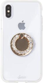 img 3 attached to 💎 Stunning Sonix Embellished Crystal Rhinestone Phone Ring and Stand (Gold, Clear): A Perfect Mix of Elegance and Functionality