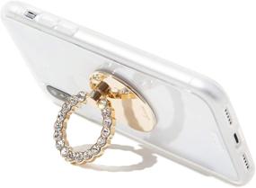 img 1 attached to 💎 Stunning Sonix Embellished Crystal Rhinestone Phone Ring and Stand (Gold, Clear): A Perfect Mix of Elegance and Functionality