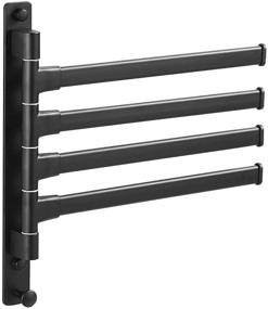 img 4 attached to JYL HOME Swivel Hand Towel Bar Bathroom Swing Hanger - Towel Rack Holder with Matte Black Finish, Wall Mounted Design, 4-Arm Configuration