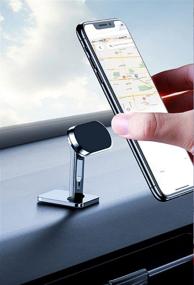 img 4 attached to 📱 SAYLEN T-Shaped Dashboard Magnetic Phone Car Mount with 360° Adjustable Cell Phone Magnet, Premium Black Magnetic Phone Car Holder, High-Grade Alloy Magnetic Phone Mount with [8 Pack N52 Strong Magnets]