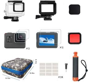 img 4 attached to 📷 Улучшенный комплект аксессуаров для GoPro Hero7Black/6/5 - водонепроницаемый корпус, красный фильтр, закаленное стекло, рамка, крышка объектива, плавающая ручка, анти-туманные вставки, чехол для переноски.