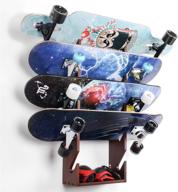 skateboard rack storage wall mount organizer tool & parts craft toolbox - enhanced skateboard organizer logo