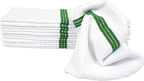 img 3 attached to 🧼 Nouvelle Legende 14 X 18in Ribbed Bar Mop Microfiber Towels (12 Pack) Green Stripe - Top-rated Cleaning Cloths for Bars & Kitchens!