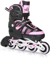 megawheels adjustable inline skates for kids, beginner roller skates girls with led 🛼 light-up wheels, roller blades for indoor and outdoor activities, size medium, ideal for kids logo