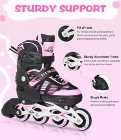 img 1 attached to MEGAWHEELS Adjustable Inline Skates for Kids, Beginner Roller Skates Girls with LED 🛼 Light-Up Wheels, Roller Blades for Indoor and Outdoor Activities, Size Medium, Ideal for Kids