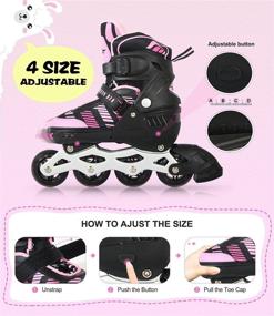 img 2 attached to MEGAWHEELS Adjustable Inline Skates for Kids, Beginner Roller Skates Girls with LED 🛼 Light-Up Wheels, Roller Blades for Indoor and Outdoor Activities, Size Medium, Ideal for Kids