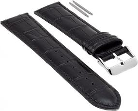 img 1 attached to 👔 Versatile Changeable Men's Watch: Genuine Crocodile Leather Strap with Sleek Silver Dial