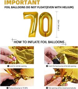 img 1 attached to 🎉 Trgowaul 70th Birthday Party Decorations Kit - Gold Glittery Cheers to 70 Years Banner, Poms, Hanging Swirls, Number Balloon, and Confetti Balloons for 70th Birthday Decorations and Party Supplies