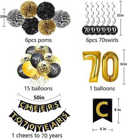 img 3 attached to 🎉 Trgowaul 70th Birthday Party Decorations Kit - Gold Glittery Cheers to 70 Years Banner, Poms, Hanging Swirls, Number Balloon, and Confetti Balloons for 70th Birthday Decorations and Party Supplies