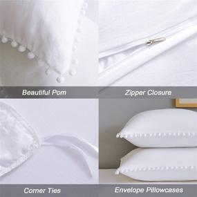 img 1 attached to Hodo Home Twin Bedding Duvet Cover Sets - 2 Pieces White Comforters Sets, 68x90 Soft Pom Pom Comforter Cover with Zipper Closure & 20x26 Pillowcase