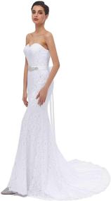 img 3 attached to 💃 Beautiful Sweetheart Sleeveless Lace Wedding Dress Evening Mermaid Gown for Women by HUICHENGYAO