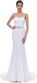 img 4 attached to 💃 Beautiful Sweetheart Sleeveless Lace Wedding Dress Evening Mermaid Gown for Women by HUICHENGYAO