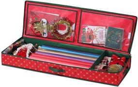 img 2 attached to Seckon Christmas Wrapping Paper Storage Box: 🎁 Organizers for Gift Bags, Ribbon, Bows, Ornaments, and More