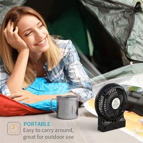 img 1 attached to 🔋 Mini Portable Battery Operated Desk Fan with Atmosphere Light & Flashlight - Rechargeable & USB Powered, Strong Airflow, 3 Speeds - Small Personal Hand Held Fan for Desktop Camping (Black)