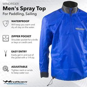 img 3 attached to 🌊 WindRider Waterproof Paddling Sailing Spray Top with Neck and Wrist Seals, Front Zipper, and Shoulder Pocket - Stay Dry on the Water!