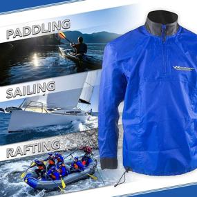 img 1 attached to 🌊 WindRider Waterproof Paddling Sailing Spray Top with Neck and Wrist Seals, Front Zipper, and Shoulder Pocket - Stay Dry on the Water!