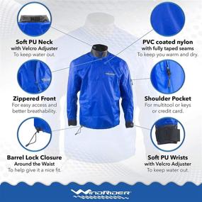 img 2 attached to 🌊 WindRider Waterproof Paddling Sailing Spray Top with Neck and Wrist Seals, Front Zipper, and Shoulder Pocket - Stay Dry on the Water!