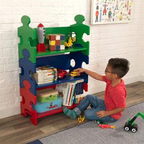 img 3 attached to 📚 KidKraft Wooden Puzzle Piece Bookcase - Primary Colors, 3 Shelves, Gift for Ages 3+